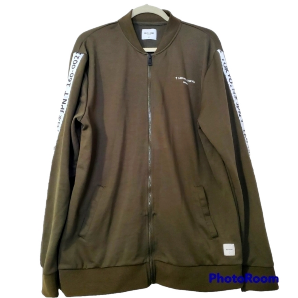 Only & Sons Olive Green Track Jacket Sz XL